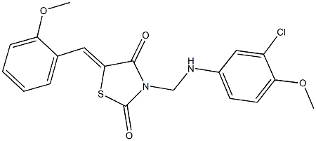 3-[(3-chloro-4-methoxyanilino)methyl]-5-(2-methoxybenzylidene)-1,3-thiazolidine-2,4-dione,313239-15-5,结构式