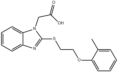 (2-{[2-(2-methylphenoxy)ethyl]sulfanyl}-1H-benzimidazol-1-yl)acetic acid 化学構造式