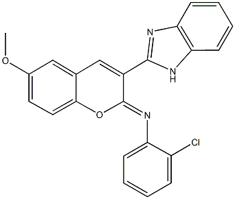 N-[3-(1H-benzimidazol-2-yl)-6-methoxy-2H-chromen-2-ylidene]-N-(2-chlorophenyl)amine Struktur