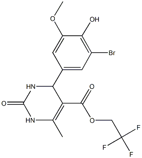 2,2,2-trifluoroethyl 4-(3-bromo-4-hydroxy-5-methoxyphenyl)-6-methyl-2-oxo-1,2,3,4-tetrahydro-5-pyrimidinecarboxylate 结构式