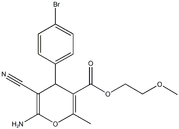 2-methoxyethyl 6-amino-4-(4-bromophenyl)-5-cyano-2-methyl-4H-pyran-3-carboxylate,313244-21-2,结构式