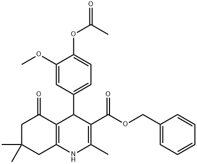 benzyl 4-[4-(acetyloxy)-3-methoxyphenyl]-2,7,7-trimethyl-5-oxo-1,4,5,6,7,8-hexahydro-3-quinolinecarboxylate Struktur