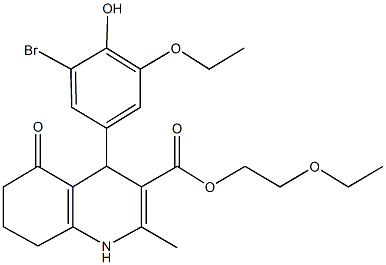 2-ethoxyethyl 4-(3-bromo-5-ethoxy-4-hydroxyphenyl)-2-methyl-5-oxo-1,4,5,6,7,8-hexahydro-3-quinolinecarboxylate Structure