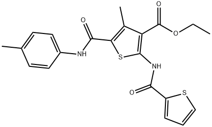 ethyl 4-methyl-2-[(2-thienylcarbonyl)amino]-5-(4-toluidinocarbonyl)-3-thiophenecarboxylate Struktur
