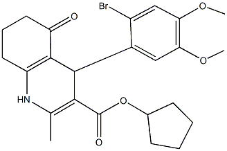 cyclopentyl 4-(2-bromo-4,5-dimethoxyphenyl)-2-methyl-5-oxo-1,4,5,6,7,8-hexahydro-3-quinolinecarboxylate Struktur