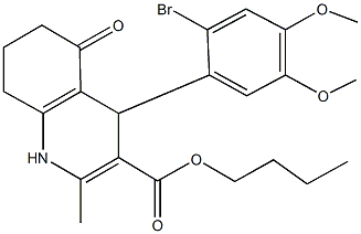 butyl 4-(2-bromo-4,5-dimethoxyphenyl)-2-methyl-5-oxo-1,4,5,6,7,8-hexahydro-3-quinolinecarboxylate 化学構造式