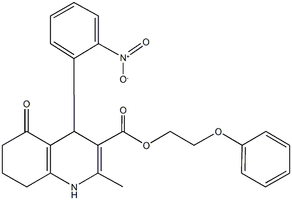 2-phenoxyethyl 4-{2-nitrophenyl}-2-methyl-5-oxo-1,4,5,6,7,8-hexahydro-3-quinolinecarboxylate,313244-49-4,结构式