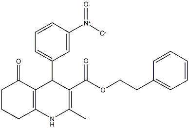 2-phenylethyl 4-{3-nitrophenyl}-2-methyl-5-oxo-1,4,5,6,7,8-hexahydro-3-quinolinecarboxylate,313244-52-9,结构式