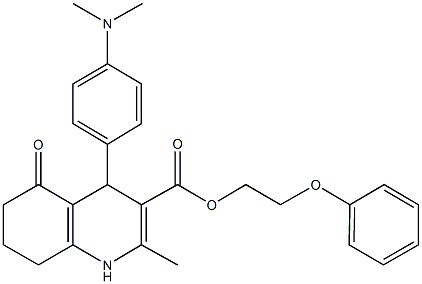 2-phenoxyethyl 4-[4-(dimethylamino)phenyl]-2-methyl-5-oxo-1,4,5,6,7,8-hexahydro-3-quinolinecarboxylate Struktur