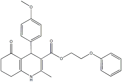 2-phenoxyethyl 4-(4-methoxyphenyl)-2-methyl-5-oxo-1,4,5,6,7,8-hexahydro-3-quinolinecarboxylate Structure