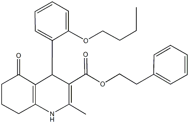 2-phenylethyl 4-(2-butoxyphenyl)-2-methyl-5-oxo-1,4,5,6,7,8-hexahydro-3-quinolinecarboxylate Structure