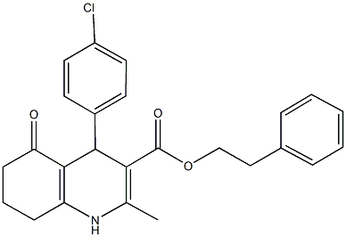 2-phenylethyl 4-(4-chlorophenyl)-2-methyl-5-oxo-1,4,5,6,7,8-hexahydro-3-quinolinecarboxylate Structure