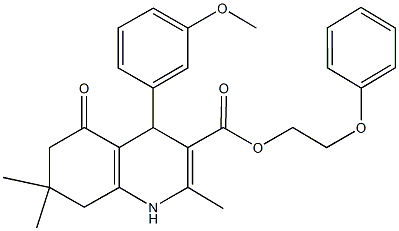 2-phenoxyethyl 4-(3-methoxyphenyl)-2,7,7-trimethyl-5-oxo-1,4,5,6,7,8-hexahydro-3-quinolinecarboxylate Structure