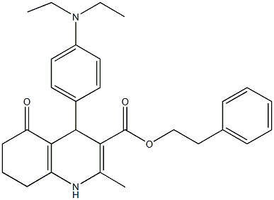 2-phenylethyl 4-[4-(diethylamino)phenyl]-2-methyl-5-oxo-1,4,5,6,7,8-hexahydro-3-quinolinecarboxylate Struktur