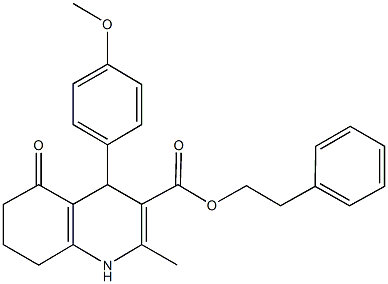 2-phenylethyl 4-(4-methoxyphenyl)-2-methyl-5-oxo-1,4,5,6,7,8-hexahydro-3-quinolinecarboxylate,313244-95-0,结构式