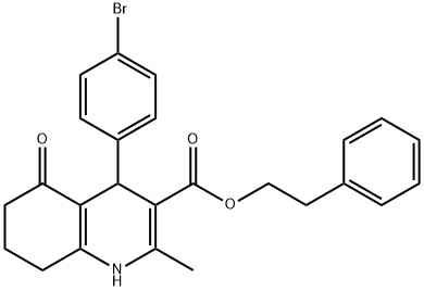 2-phenylethyl 4-(4-bromophenyl)-2-methyl-5-oxo-1,4,5,6,7,8-hexahydro-3-quinolinecarboxylate Struktur