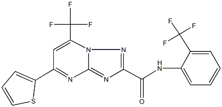 5-thien-2-yl-7-(trifluoromethyl)-N-[2-(trifluoromethyl)phenyl][1,2,4]triazolo[1,5-a]pyrimidine-2-carboxamide Struktur