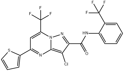 3-chloro-5-(2-thienyl)-7-(trifluoromethyl)-N-[2-(trifluoromethyl)phenyl]pyrazolo[1,5-a]pyrimidine-2-carboxamide|