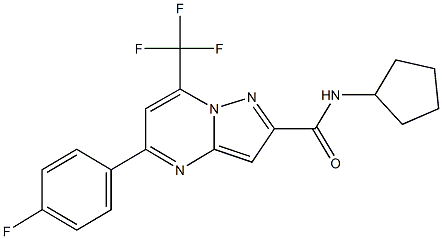 N-cyclopentyl-5-(4-fluorophenyl)-7-(trifluoromethyl)pyrazolo[1,5-a]pyrimidine-2-carboxamide Struktur