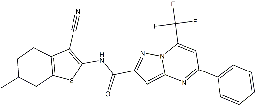 N-(3-cyano-6-methyl-4,5,6,7-tetrahydro-1-benzothien-2-yl)-5-phenyl-7-(trifluoromethyl)pyrazolo[1,5-a]pyrimidine-2-carboxamide Structure