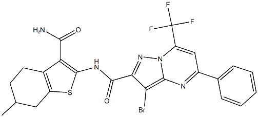 N-[3-(aminocarbonyl)-6-methyl-4,5,6,7-tetrahydro-1-benzothien-2-yl]-3-bromo-5-phenyl-7-(trifluoromethyl)pyrazolo[1,5-a]pyrimidine-2-carboxamide|