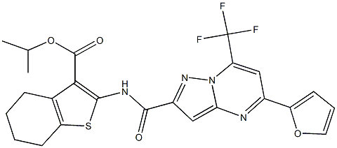 isopropyl 2-({[5-(2-furyl)-7-(trifluoromethyl)pyrazolo[1,5-a]pyrimidin-2-yl]carbonyl}amino)-4,5,6,7-tetrahydro-1-benzothiophene-3-carboxylate Structure