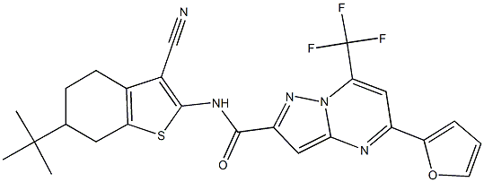 N-(6-tert-butyl-3-cyano-4,5,6,7-tetrahydro-1-benzothien-2-yl)-5-(2-furyl)-7-(trifluoromethyl)pyrazolo[1,5-a]pyrimidine-2-carboxamide,313248-46-3,结构式