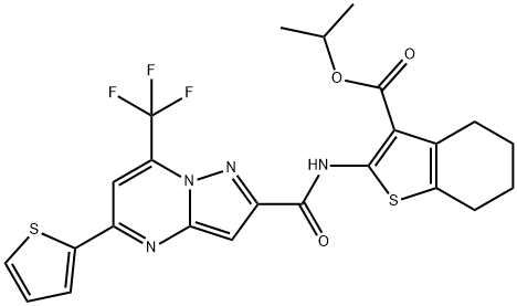 isopropyl 2-({[5-(2-thienyl)-7-(trifluoromethyl)pyrazolo[1,5-a]pyrimidin-2-yl]carbonyl}amino)-4,5,6,7-tetrahydro-1-benzothiophene-3-carboxylate 结构式