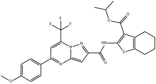 isopropyl 2-({[5-(4-methoxyphenyl)-7-(trifluoromethyl)pyrazolo[1,5-a]pyrimidin-2-yl]carbonyl}amino)-4,5,6,7-tetrahydro-1-benzothiophene-3-carboxylate Structure