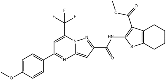 methyl 2-({[5-(4-methoxyphenyl)-7-(trifluoromethyl)pyrazolo[1,5-a]pyrimidin-2-yl]carbonyl}amino)-4,5,6,7-tetrahydro-1-benzothiophene-3-carboxylate Structure