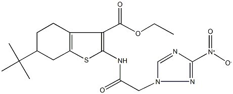 ethyl 6-tert-butyl-2-[({3-nitro-1H-1,2,4-triazol-1-yl}acetyl)amino]-4,5,6,7-tetrahydro-1-benzothiophene-3-carboxylate,313248-73-6,结构式