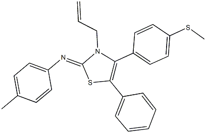 N-(3-allyl-4-[4-(methylsulfanyl)phenyl]-5-phenyl-1,3-thiazol-2(3H)-ylidene)-N-(4-methylphenyl)amine,313253-08-6,结构式