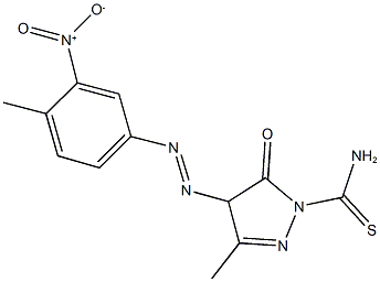 4-({3-nitro-4-methylphenyl}diazenyl)-3-methyl-5-oxo-4,5-dihydro-1H-pyrazole-1-carbothioamide 结构式