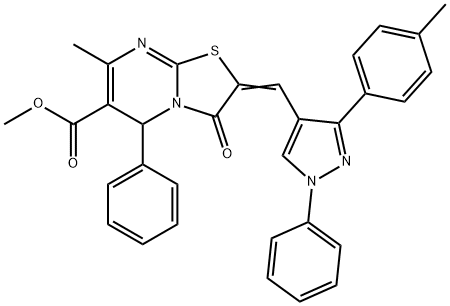 methyl 7-methyl-2-{[3-(4-methylphenyl)-1-phenyl-1H-pyrazol-4-yl]methylene}-3-oxo-5-phenyl-2,3-dihydro-5H-[1,3]thiazolo[3,2-a]pyrimidine-6-carboxylate|