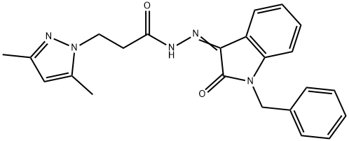 N'-(1-benzyl-2-oxo-1,2-dihydro-3H-indol-3-ylidene)-3-(3,5-dimethyl-1H-pyrazol-1-yl)propanohydrazide Struktur