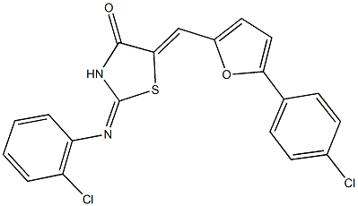 5-{[5-(4-chlorophenyl)-2-furyl]methylene}-2-[(2-chlorophenyl)imino]-1,3-thiazolidin-4-one Structure