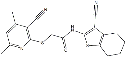 2-[(3-cyano-4,6-dimethyl-2-pyridinyl)sulfanyl]-N-(3-cyano-4,5,6,7-tetrahydro-1-benzothien-2-yl)acetamide|