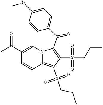 1-[3-(4-methoxybenzoyl)-1,2-bis(propylsulfonyl)-6-indolizinyl]ethanone Structure