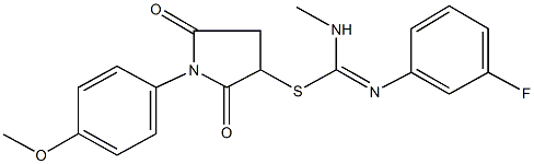 1-(4-methoxyphenyl)-2,5-dioxo-3-pyrrolidinyl N'-(3-fluorophenyl)-N-methylimidothiocarbamate Struktur