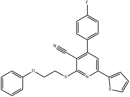 4-(4-fluorophenyl)-2-[(2-phenoxyethyl)sulfanyl]-6-thien-2-ylnicotinonitrile Struktur