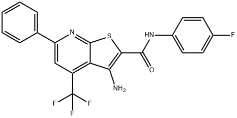 3-amino-N-(4-fluorophenyl)-6-phenyl-4-(trifluoromethyl)thieno[2,3-b]pyridine-2-carboxamide,313379-66-7,结构式