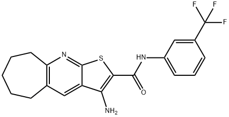 3-amino-N-[3-(trifluoromethyl)phenyl]-6,7,8,9-tetrahydro-5H-cyclohepta[b]thieno[3,2-e]pyridine-2-carboxamide,313379-74-7,结构式