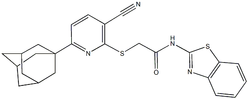 2-{[6-(1-adamantyl)-3-cyanopyridin-2-yl]sulfanyl}-N-(1,3-benzothiazol-2-yl)acetamide Structure