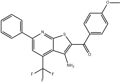[3-amino-6-phenyl-4-(trifluoromethyl)thieno[2,3-b]pyridin-2-yl](4-methoxyphenyl)methanone Struktur