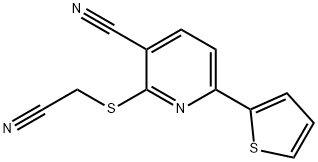 2-[(cyanomethyl)sulfanyl]-6-(2-thienyl)nicotinonitrile 化学構造式