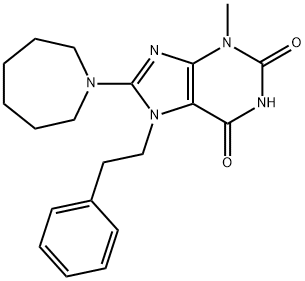 8-(1-azepanyl)-3-methyl-7-(2-phenylethyl)-3,7-dihydro-1H-purine-2,6-dione 结构式