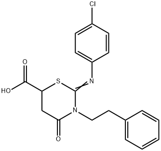 2-[(4-chlorophenyl)imino]-4-oxo-3-(2-phenylethyl)-1,3-thiazinane-6-carboxylic acid Structure