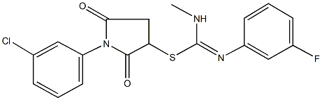 1-(3-chlorophenyl)-2,5-dioxo-3-pyrrolidinyl N'-(3-fluorophenyl)-N-methylimidothiocarbamate Structure