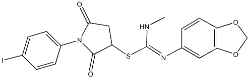 1-(4-iodophenyl)-2,5-dioxo-3-pyrrolidinyl N'-(1,3-benzodioxol-5-yl)-N-methylimidothiocarbamate Structure