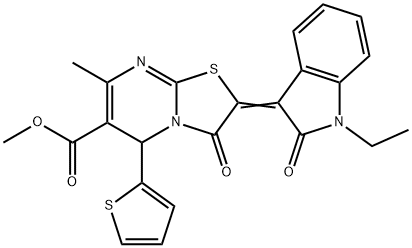 methyl 2-(1-ethyl-2-oxo-1,2-dihydro-3H-indol-3-ylidene)-7-methyl-3-oxo-5-(2-thienyl)-2,3-dihydro-5H-[1,3]thiazolo[3,2-a]pyrimidine-6-carboxylate|